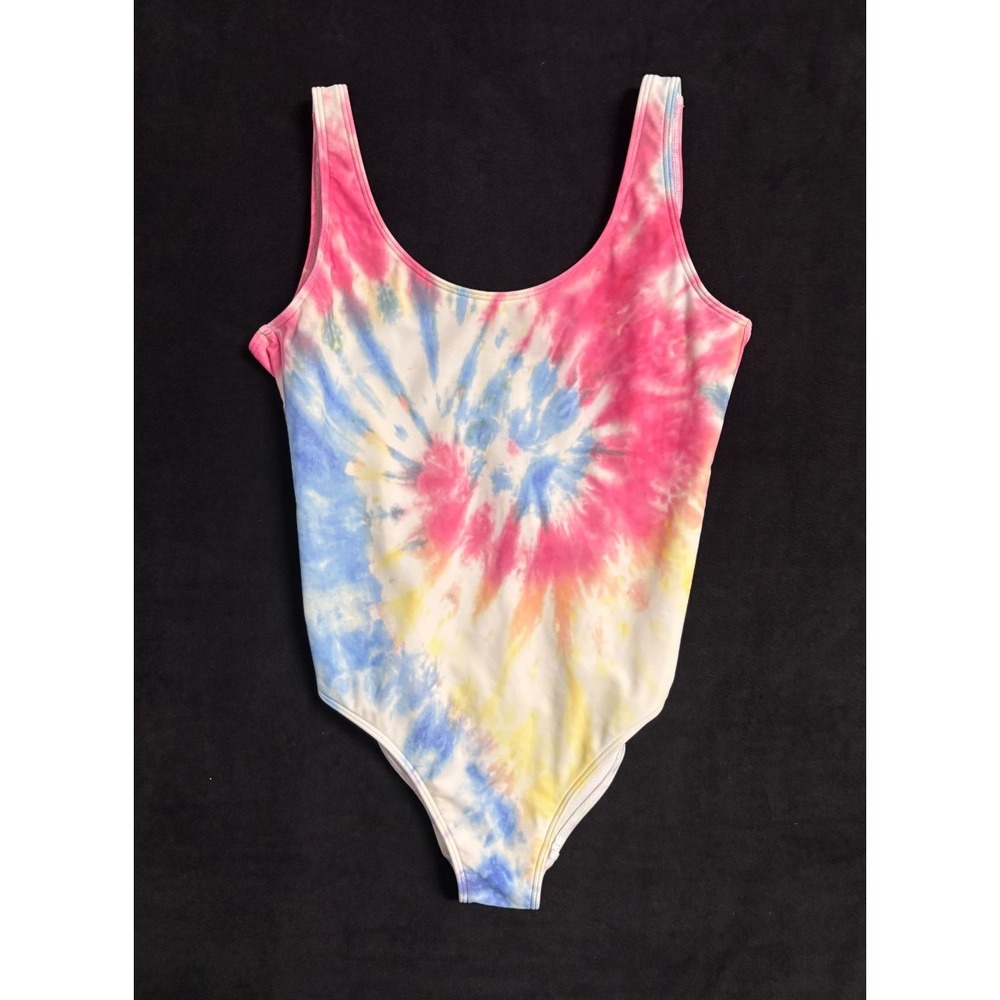 Abercrombie Fitch Womens M One Piece Swimsuit Multicolor Tie Dye Scoop Back 90s